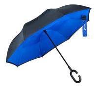 Glamore Parapluie Inverse Inversé Canne Automatique Grande Taille Etanche Anti UV Anti-Vent Revêtement Double Manche C Noir Bleu