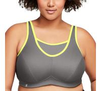 Glamorise 1066 Soutien-gorge de Sport - femme, Gris/Liseré Jaune, 90C
