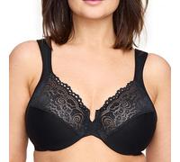 Glamorise Damen Wonderwire Deep Cut Underwired Lace #1240 Full Coverage Bra, Schwarz, 90E EU