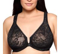 Glamorise Soutien-Gorge Wonderwire Dentelle Dos Nageur à Fermeture Frontale, Spécial Grandes Tailles n°9246