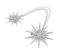 Glamorous Star Rhinestone with Chain Fashion Brooch Pin Crystal Decor Silver