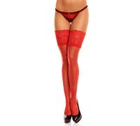 GLAMORY Bas de contentieux Comfort 20 avec dentelle large Rouge L