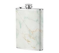 Glamour blanc menthe vert marbre or gris,Flasque de poche plate de 8 oz en acier inoxydable 304, idéale pour les activités de plein air.