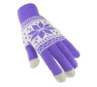 Glamour Girlz Gants d'hiver en tricot doux pour femme avec écran tactile Motif flocons de neige Taille unique - Violet - Taille unique