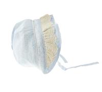 Glamour Girlz Magnifique bonnet de soleil en coton pour bébé fille avec broderie anglaise Motif fleurs vichy Bleu ciel Taille M 34 cm 3-6 mois