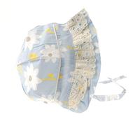 Glamour Girlz Magnifique bonnet de soleil en coton pour bébé fille avec broderie anglaise Motif fleurs vichy Bleu Taille XL 40 cm