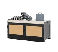 Glamour Haven Banc d'entrée avec Rangement pour Chaussures, pour Couloir, Salon, Design Compact et Robuste Banc à Chaussures Minimaliste avec Fonction de Rangement for Le Hall d'entrée(Black)