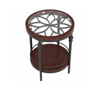 Glamour Haven Petite Table d'appoint multifonctionnelle Table d'appoint Ronde Moderne en Verre à Deux Niveaux avec étagère de Rangement for Salon Table Basse Peu encombrante pour Petits Salons