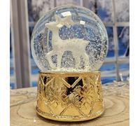 Glamour-Line - 20051 - Boule à neige - Motif cerf blanc sur socle cuivré doré - Avec boîte à musique - Glamour-Line - Hauteur : 14 cm - Largeur : 10 cm - Boule à secouer