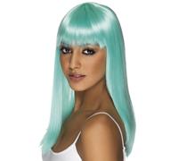 Glamourama Perruque Femmes Longue Droite Bleue Perruque De Costume