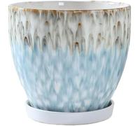 GlamourYard Jardinière Originale Pot de Plantes d'intérieur en céramique Style européen avec Plateau, Grand Fleurs créatif au Sol Décoration printanière(L)