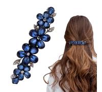 GlamRays 1 pince à cheveux strass fleur bleue pour mariage fête quotidien cheveux longs accessoire de mariée brillant cristal durable anti-rouille
