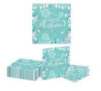GlamRays 20 Pièces Serviettes d'anniversaire Vert et Argentées Thème Papier Jetable pour Dîner Pique-Nique Cocktail Décorations de Fête d'anniversaire pour Hommes Femmes (Vert)
