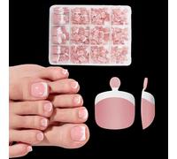 GlamRays 216 pièces d'autocollants Roses pour Ongles de Pieds pour Femmes, Autocollants pour Ongles de Pieds français, Pointes d'ongles de Pieds en Gel Doux, 12 Tailles