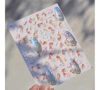 GlamRays Autocollants Ongle Poisson Koi Brillant Sticker 5D Relief Lotus Style Chinois Décoration Manucure Accessoires Poisson Doré Coquillage Lumière