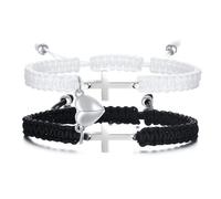 GlamRays Bracelets tressés faits à la main Amour Infini Couples Coeur Correspondance Attraction Croix Relation Cordon Réglable pour lui et elle Amitié Bff, multicolore, L