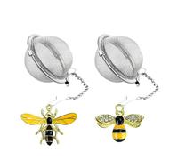 GlamRays Infuseur à thé en maille d'acier de 5 cm avec pendentif en forme d'abeille - Filtre à thé pour filtrer le thé en vrac (abeille, 2 pièces)