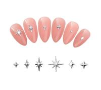 GlamRays Lot de 1000 breloques pour ongles en forme d'étoile argentée - En métal à six points - En forme d'étoile - Série Bling Starlight - Accessoire de nail art pour ongles en acrylique - Alliage
