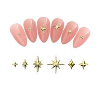 GlamRays Lot de 1000 breloques pour ongles en forme d'étoile dorée - En métal à six points - En forme d'étoile - Série Bling Sternlight - Accessoires de nail art pour ongles en acrylique - Alliage