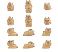 GlamRays Lot de 12 Figurines Miniature Capybara, Ensemble de Mini Figurines Crocodile, Jolis Décors en Résine pour Paysage, Maison de Poupée, Bricolage Mousse, Décoration de Fête