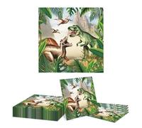 GlamRays Lot de 20 serviettes pour anniversaire d'enfant - Motif dinosaure - Serviettes pour anniversaire - 33 x 33 cm