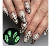 GlamRays Lot de 24 faux ongles noirs en acrylique brillant avec motifs d'amande - Couvrance complète