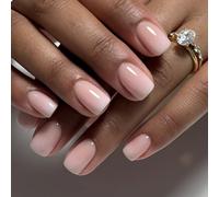 GlamRays Lot de 24 faux ongles press on courts, couleur pêche, forme carrée, pointes françaises dégradées, colle sur faux ongles ombrés