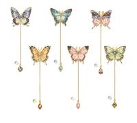GlamRays Lot de 6 marque-pages papillon en métal avec chaîne - Doré creux - Peinture à l'huile - Pour les amateurs de livres, les auteurs, les lecteurs, les enfants et les adolescents