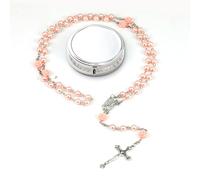 GlamRays Perles Catholiques Rosariene - Cadeaux De Confirmation pour Filles Adolescentes, Style Simple Métal Argent, Coffret Cadeau, Rosaire en Perles Blanches Imitation, Cadeaux pour