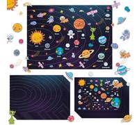 GlamSpark 48 feuilles d'autocollants pour enfants - Fournitures pour enseignants de rentrée scolaire pour salle de classe spatiale, planètes éducatives pour enfants de 3 à 5 ans, parfaits pour les