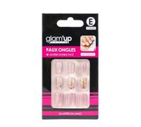 Glam'Up Paris - Faux Ongles Carrés Cat Eye Réutilisables - Nude et Doré | Réutilisables
