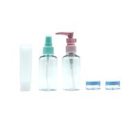 Glam'Up Paris - Kit Voyage Spécial Avion Bagage à Main - Flacons de Voyage Vides - Bouteilles de Voyage Durables et Réutilisables - 5 Flacons - Bouchon Multicolore/Transparent