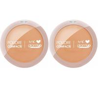 Glam'Up Paris - Poudre Compacte - Poudre Pressée - Couverture Complète - Longue Tenue - Fini Mat et Naturel - Contrôle de la Brillance - N°2 - Ivoire (Lot de 2)