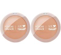 Glam'Up Paris - Poudre Compacte - Poudre Pressée - Couverture Complète - Longue Tenue - Fini Mat et Naturel - Contrôle de la Brillance - N°3 - Beige (Lot de 2)