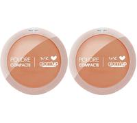Glam'Up Paris - Poudre Compacte - Poudre Pressée - Couverture Complète - Longue Tenue - Fini Mat et Naturel - Contrôle de la Brillance - N°4 - Nude (Lot de 2)