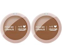 Glam'Up Paris - Poudre Compacte - Poudre Pressée - Couverture Complète - Longue Tenue - Fini Mat et Naturel - Contrôle de la Brillance - N°5 - Moka (Lot de 2)
