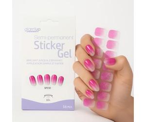 Glam'Up Paris - Sticker Gel Semi-Permanent - Vernis Gel Adhésif - Qualité Professionnelle - Longue Tenue jusqu’à 3 Semaines - Application Simple et Rapide - Strip Nail - Dégradé Rose Pailleté