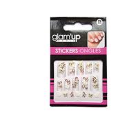 Glam'Up Paris - Stickers Nail Art N°30-13 - Fleur Papillon Blanc Doré