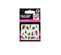 Glam’Up – Planche de stickers Nail Art – Thème : Plumes de paon – Plume de Paon Doré – N°30-206