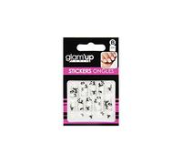Glam'Up Paris - Stickers pour Nail Art - Autocollants Nail Art pour Décoration Ongles - Nail Art Design Manucure - Facile à Utiliser - N°30-33 - Fleur Blanche Motif Noir