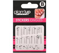 Glam'Up Paris - Stickers pour Nail Art - Autocollants Nail Art pour Décoration Ongles - Nail Art Design Manucure - Facile à Utiliser - N°30-212 - Etoiles Argentées