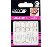 Glam'up Paris - Stickers Pour Nail Art - Autocollants Nail Art Pour Décoration Ongles - Nail Art Design Manucure - Facile À Utiliser - N°30-230 - Dentelle Blanche Et Strass