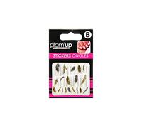 Glam'Up Paris - Stickers pour Nail Art - Autocollants pour Décoration Ongles - Nail Art Design Manucure - Facile à Utiliser - N°30-203 - Plumes Or et Argent
