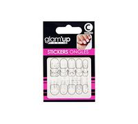 Glam'Up Paris - Stickers pour Nail Art - Autocollants pour Décoration Ongles - Nail Art Design Manucure - Facile à Utiliser - N°30-230 - Dentelle Blanche et Strass