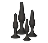 Glamy Pack de 4 Plugs Anal Noir avec Ventouse