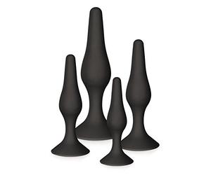 Glamy Pack de 4 Plugs Anal Noir avec Ventouse
