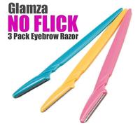Glamza No Flick 3 Pack Sourcil Sourcil Rasoir Et Dermaplaning Safe Indolore Portatif Femme Rasoir Trimmer Outil Kit De Toilettage Multicolore