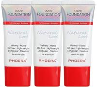 Glamza Phoera Fond de teint couvrant complet - Contrôle de l'huile longue durée 24 heures - même fond de teint emballage plus intelligent - Avec 3 éponges de fond de teint de 30 ml et éponge en