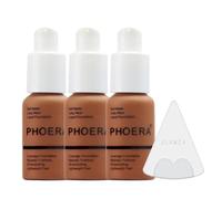 Glamza Phoera Foundation Kit de maquillage à couverture complète Contrôle de l'huile longue durée 24 heures Crème anticernes douce et lisse 3 fonds de teint 30 ml et éponge en silicone (109 moka)
