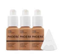 Glamza Phoera Foundation Kit de maquillage à couverture complète - Contrôle de l'huile longue durée 24 heures - Crème anticernes douce et lisse - 3 fonds de teint 30 ml et éponge en silicone (108